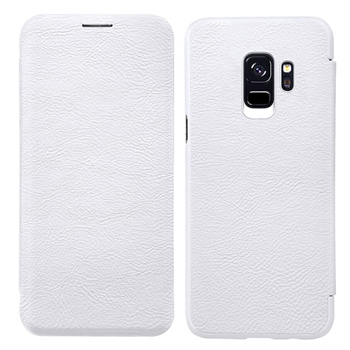 Leather Case Stands Flip Cover L01 for Samsung Galaxy S9 White
