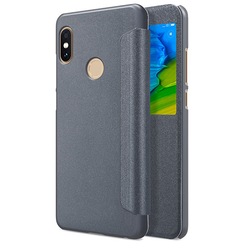 Leather Case Stands Flip Cover L01 for Xiaomi Redmi Note 5 AI Dual Camera Gray