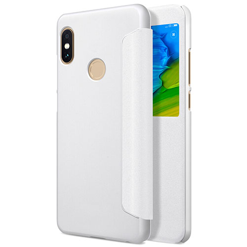 Leather Case Stands Flip Cover L01 for Xiaomi Redmi Note 5 AI Dual Camera White
