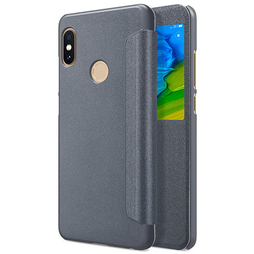 Leather Case Stands Flip Cover L01 for Xiaomi Redmi Note 5 Gray