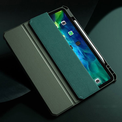 Leather Case Stands Flip Cover L01 Holder for Apple iPad Air 4 10.9 (2020) Midnight Green