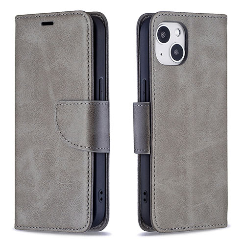 Leather Case Stands Flip Cover L01 Holder for Apple iPhone 13 Mini Gray