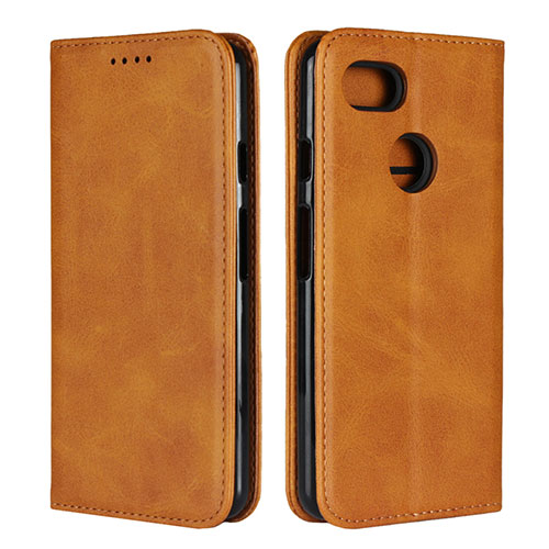 Leather Case Stands Flip Cover L01 Holder for Google Pixel 3 Orange