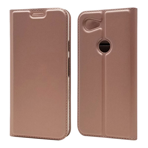 Leather Case Stands Flip Cover L01 Holder for Google Pixel 3a Rose Gold