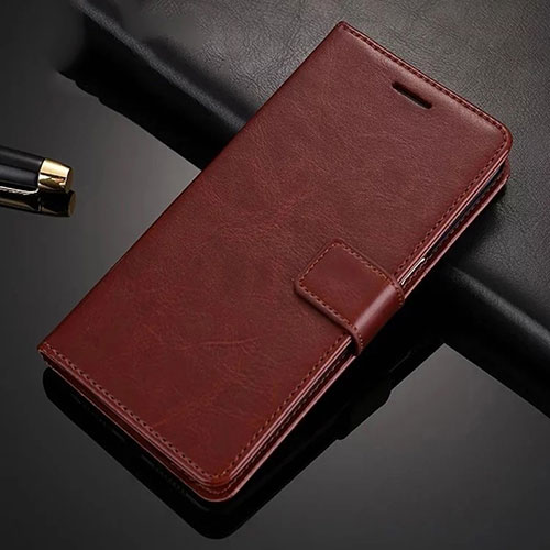 Leather Case Stands Flip Cover L01 Holder for Huawei Honor 9X Brown