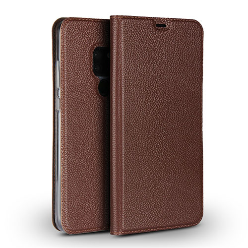 Leather Case Stands Flip Cover L01 Holder for Huawei Mate 20 Brown