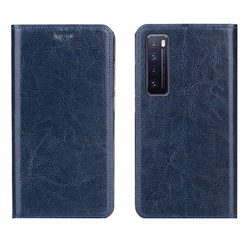 Leather Case Stands Flip Cover L01 Holder for Huawei Nova 7 5G Blue