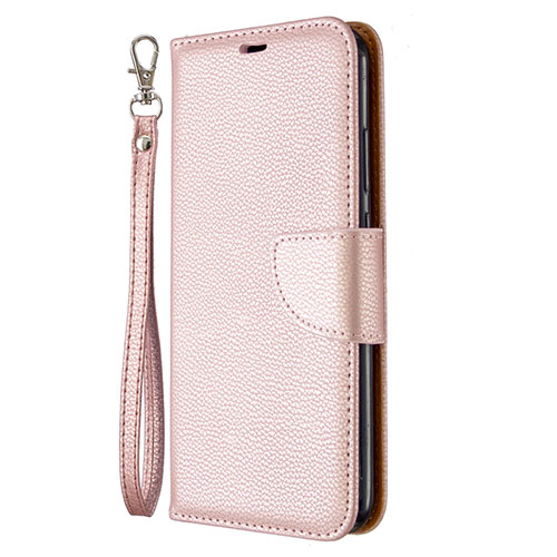 Leather Case Stands Flip Cover L01 Holder for Huawei Y7p Rose Gold