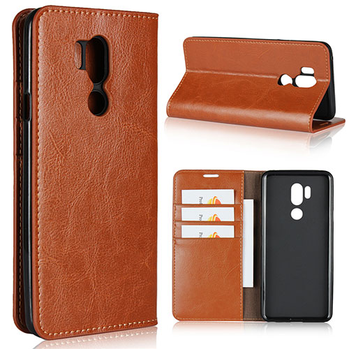 Leather Case Stands Flip Cover L01 Holder for LG G7 Orange