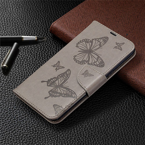 Leather Case Stands Flip Cover L01 Holder for LG K61 Gray