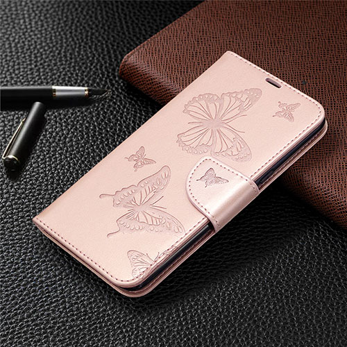 Leather Case Stands Flip Cover L01 Holder for LG K61 Rose Gold