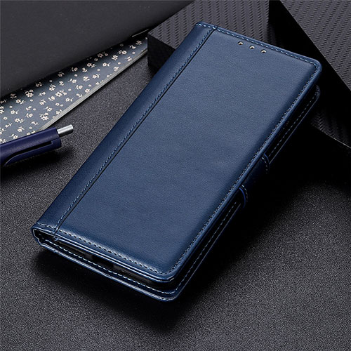Leather Case Stands Flip Cover L01 Holder for LG Q52 Blue