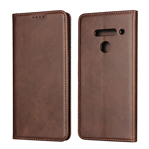 Leather Case Stands Flip Cover L01 Holder for LG V50 ThinQ 5G Brown