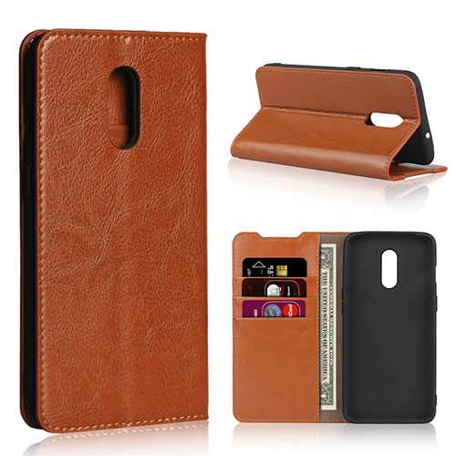 Leather Case Stands Flip Cover L01 Holder for OnePlus 7 Orange