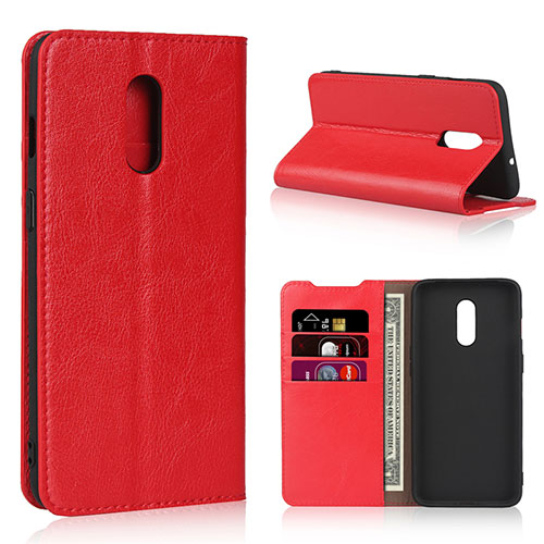 Leather Case Stands Flip Cover L01 Holder for OnePlus 7 Red