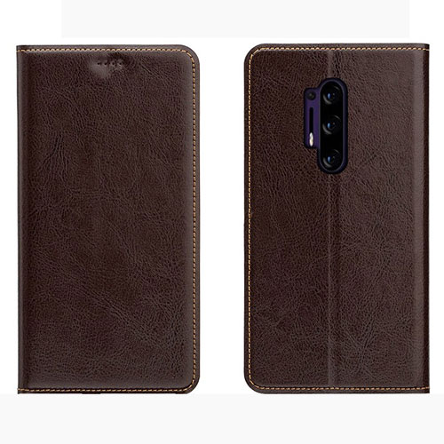 Leather Case Stands Flip Cover L01 Holder for OnePlus 8 Pro Brown