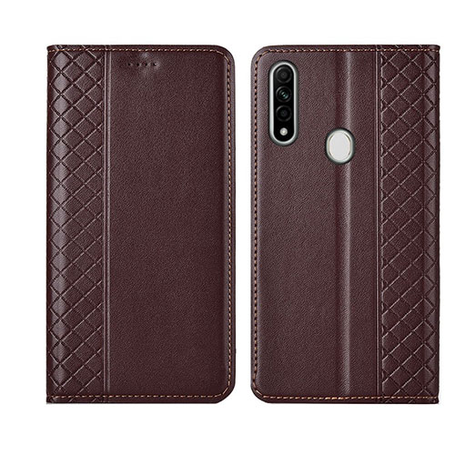 Leather Case Stands Flip Cover L01 Holder for Oppo A31 Brown