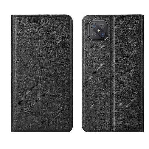 Leather Case Stands Flip Cover L01 Holder for Oppo A92s 5G Black