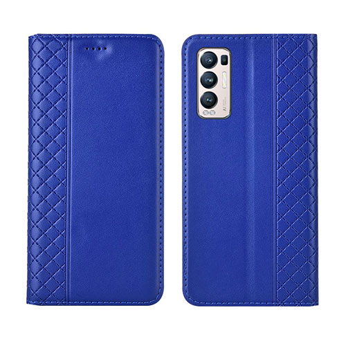 Leather Case Stands Flip Cover L01 Holder for Oppo Find X3 Neo 5G Blue