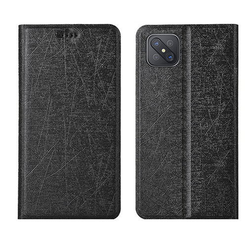 Leather Case Stands Flip Cover L01 Holder for Oppo Reno4 Z 5G Black