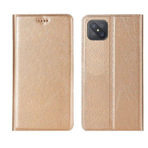 Leather Case Stands Flip Cover L01 Holder for Oppo Reno4 Z 5G Gold