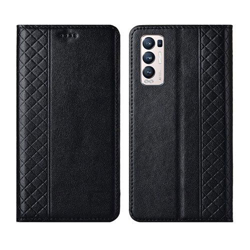 Leather Case Stands Flip Cover L01 Holder for Oppo Reno5 Pro+ Plus 5G Black