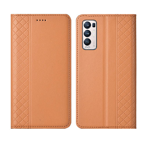 Leather Case Stands Flip Cover L01 Holder for Oppo Reno5 Pro+ Plus 5G Orange