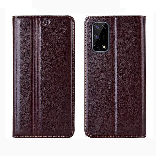 Leather Case Stands Flip Cover L01 Holder for Realme V5 5G Brown