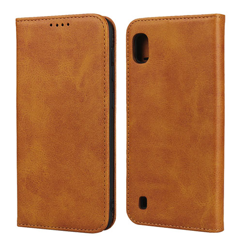 Leather Case Stands Flip Cover L01 Holder for Samsung Galaxy A10 Orange