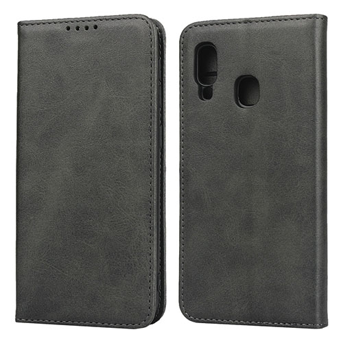 Leather Case Stands Flip Cover L01 Holder for Samsung Galaxy A20e Black