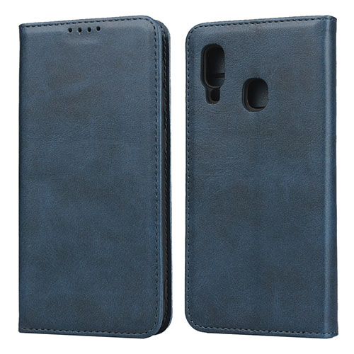 Leather Case Stands Flip Cover L01 Holder for Samsung Galaxy A20e Blue