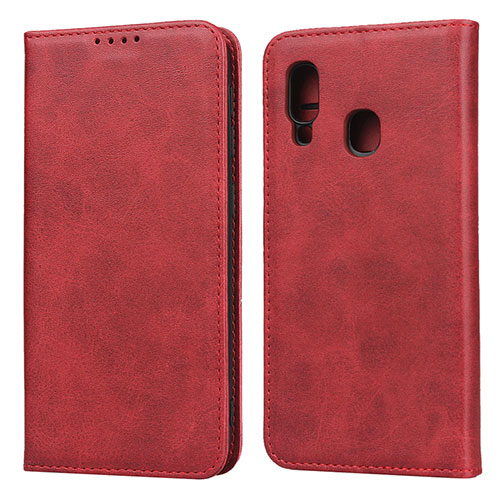 Leather Case Stands Flip Cover L01 Holder for Samsung Galaxy A20e Red