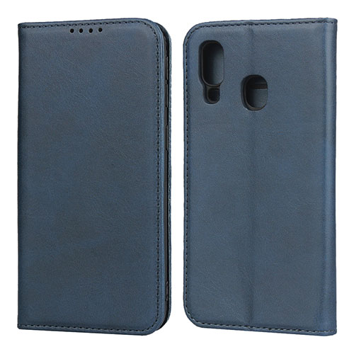 Leather Case Stands Flip Cover L01 Holder for Samsung Galaxy A40 Blue