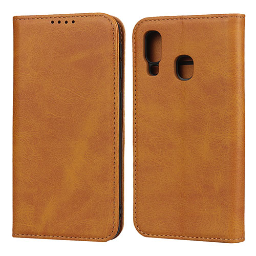 Leather Case Stands Flip Cover L01 Holder for Samsung Galaxy A40 Orange