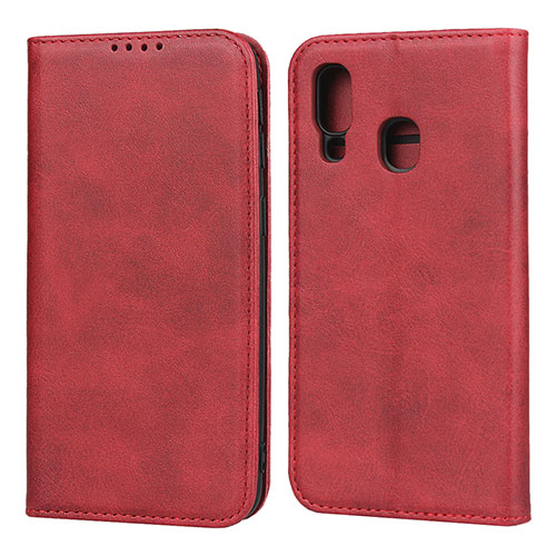 Leather Case Stands Flip Cover L01 Holder for Samsung Galaxy A40 Red