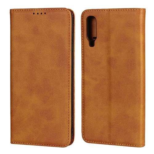Leather Case Stands Flip Cover L01 Holder for Samsung Galaxy A70 Orange