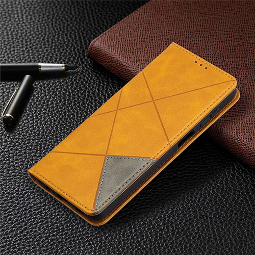 Leather Case Stands Flip Cover L01 Holder for Samsung Galaxy M12 Yellow