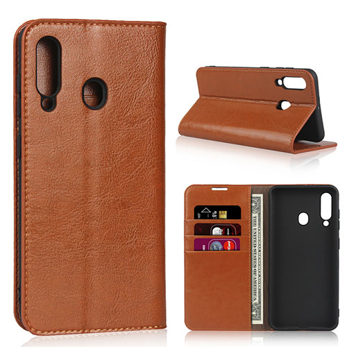 Leather Case Stands Flip Cover L01 Holder for Samsung Galaxy M40 Orange