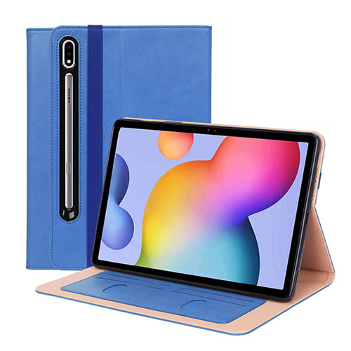 Leather Case Stands Flip Cover L01 Holder for Samsung Galaxy Tab S7 Plus 12.4 Wi-Fi SM-T970 Blue