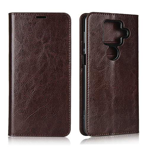 Leather Case Stands Flip Cover L01 Holder for Sharp AQUOS Sense4 Plus Brown