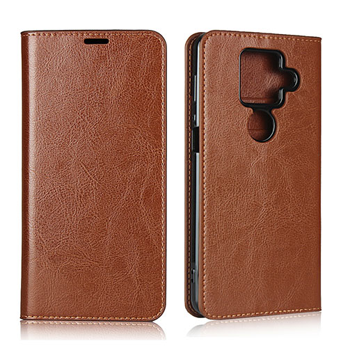 Leather Case Stands Flip Cover L01 Holder for Sharp AQUOS Sense4 Plus Light Brown