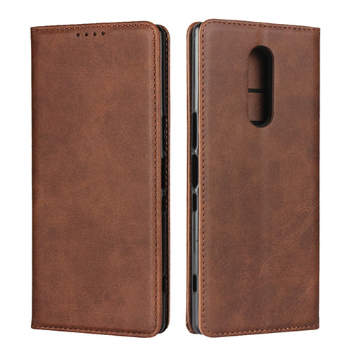 Leather Case Stands Flip Cover L01 Holder for Sony Xperia 1 Brown