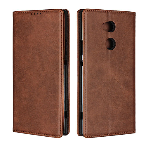 Leather Case Stands Flip Cover L01 Holder for Sony Xperia XA2 Ultra Brown