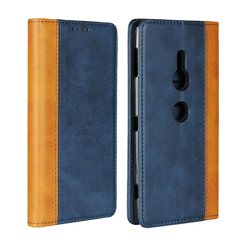Leather Case Stands Flip Cover L01 Holder for Sony Xperia XZ2 Blue