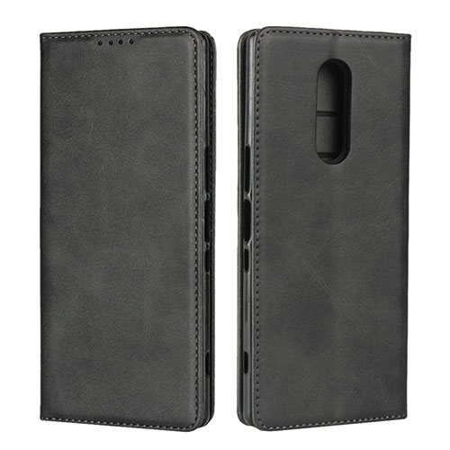 Leather Case Stands Flip Cover L01 Holder for Sony Xperia XZ4 Black