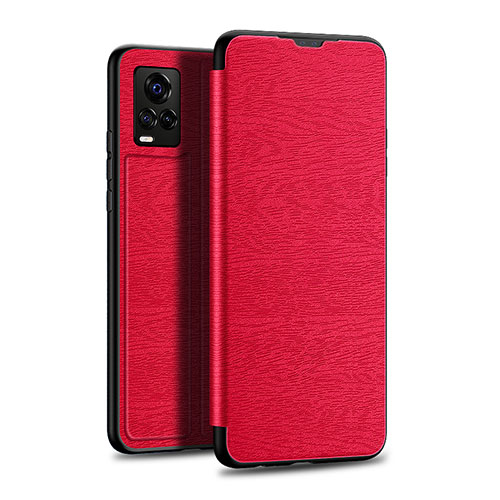 Leather Case Stands Flip Cover L01 Holder for Vivo V20 Pro 5G Red