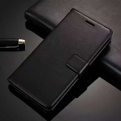 Leather Case Stands Flip Cover L01 Holder for Vivo X50 Lite Black