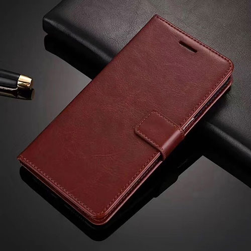 Leather Case Stands Flip Cover L01 Holder for Vivo X50 Lite Brown
