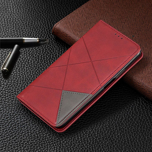 Leather Case Stands Flip Cover L01 Holder for Vivo X51 5G Red