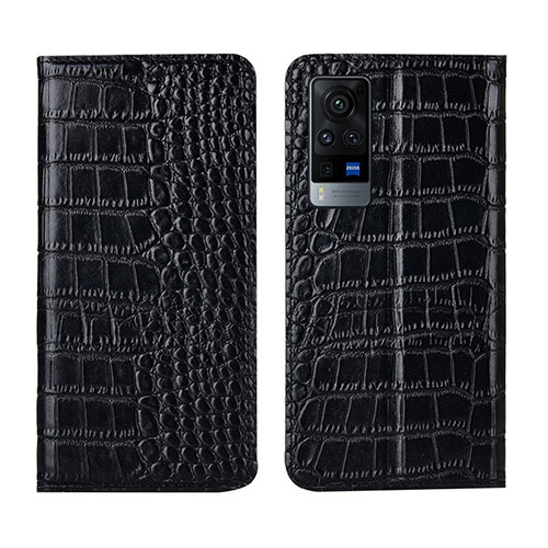 Leather Case Stands Flip Cover L01 Holder for Vivo X60 Pro 5G Black